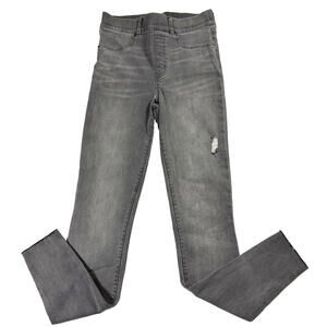 Spanx Jeans Womens Small Gray Y2K High Rise Skinny Distressed Raw Hem Tall Style